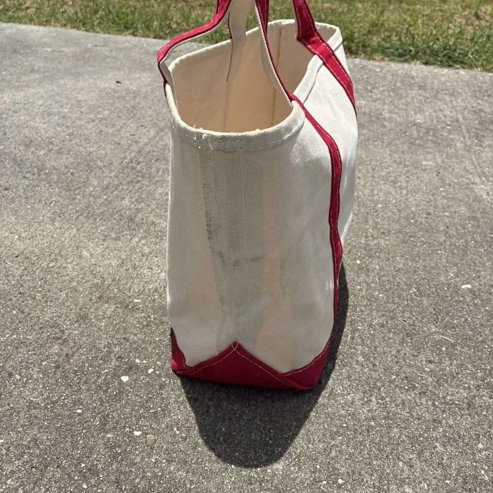 Vtg Medium Size Boat And Tote L L Bean Stiff Canvas Made In USA 11”x 12”x 5.5”